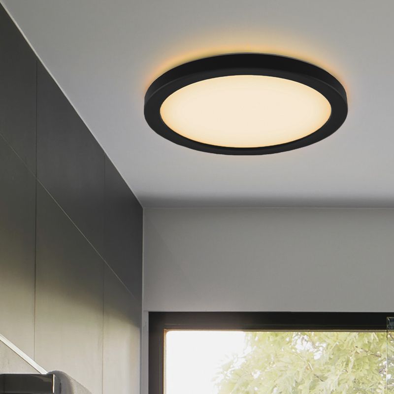 Plafonieră baie neagră din plastic, Shivani, 15W, LED 3000K, IP44