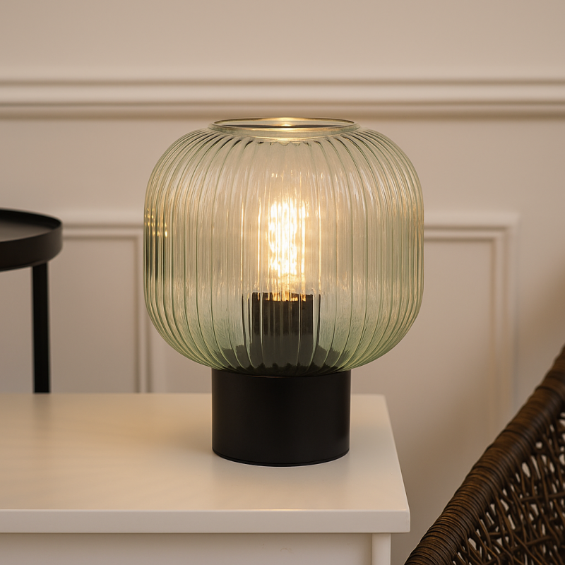 Lampă de masă verde design, Charlois, con întrerupător