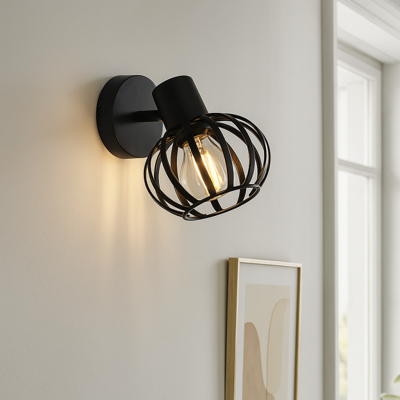 Spot de perete negru industrial, Lieve