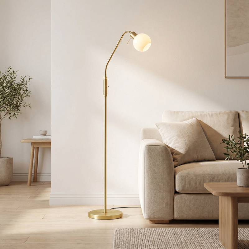 Lampadar alb design, Ayleen, con întrerupător