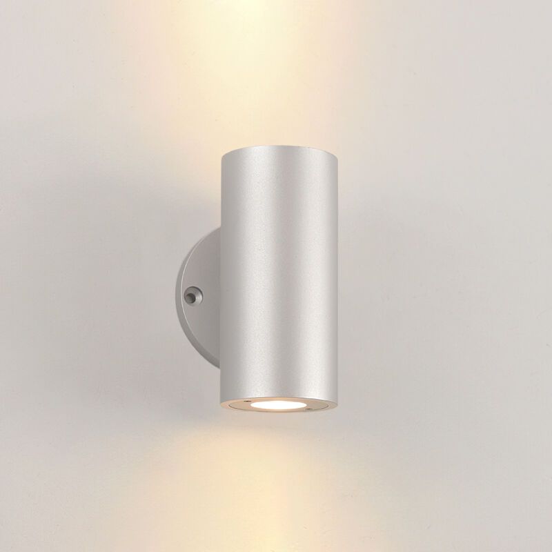 Aplică de perete up down argintie din aluminiu, Salar, 3W, LED 2700K, IP44