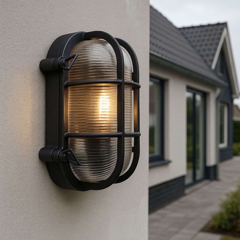Lampă exterior bulleye neagră industrială, Luce, IP44