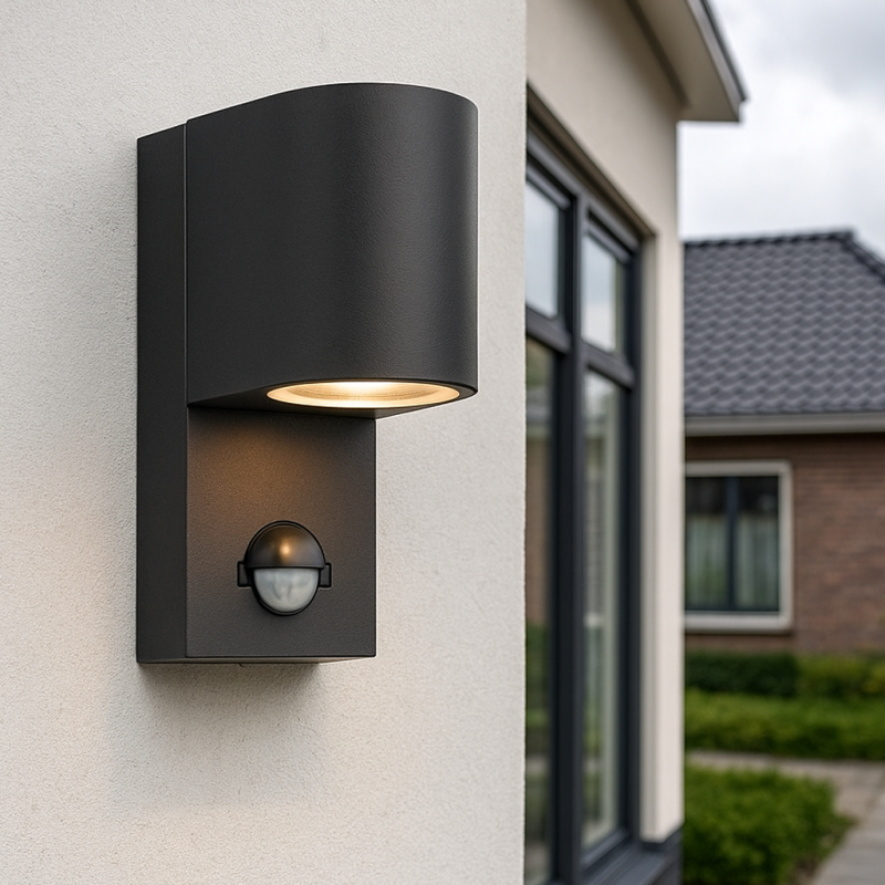Aplică exterior cu senzor de mișcare neagră modernă, Corina, IP54 Aplică exterior cu senzor de mișcare neagră modernă, Corina, IP54