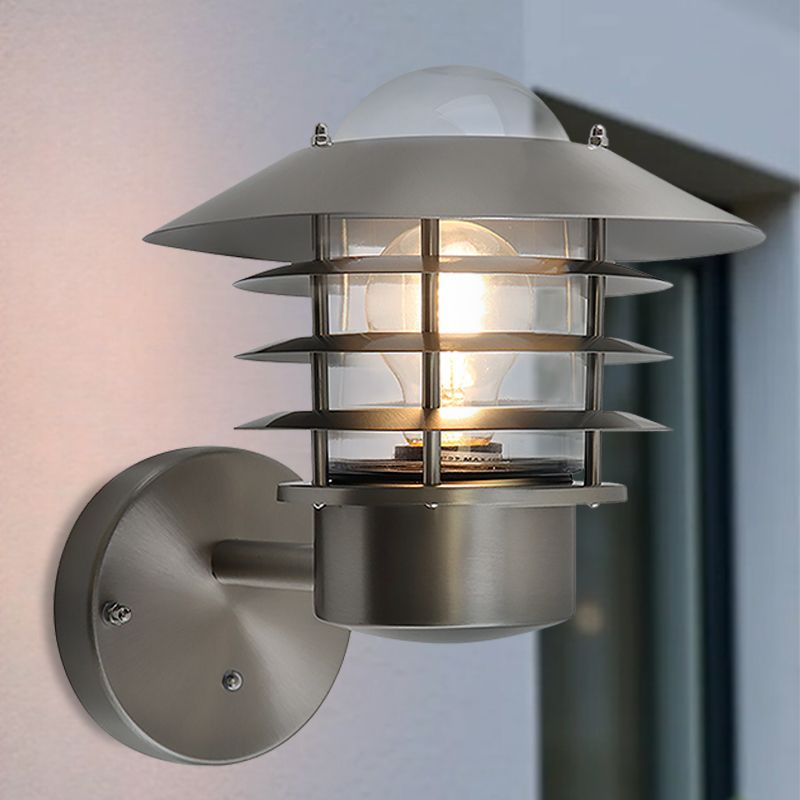Aplică exterior cu senzor crepuscular argintie din oțel inoxidabil, Felice, IP44