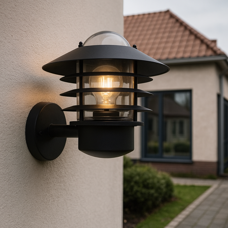 Lampă exterior neagră din oțel inoxidabil, Felice, IP44