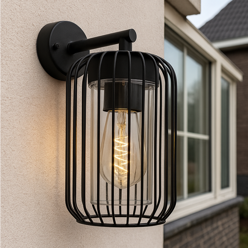 Lampă exterior neagră modernă, Enya, IP44