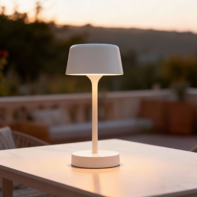 Lampă de masă copii albă modernă, Emily, 3W, LED 3000K, IP44, dimmabil în 3 trepte