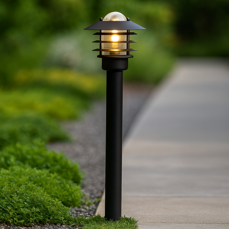 Lampă exterior neagră din oțel inoxidabil, Felice, IP44