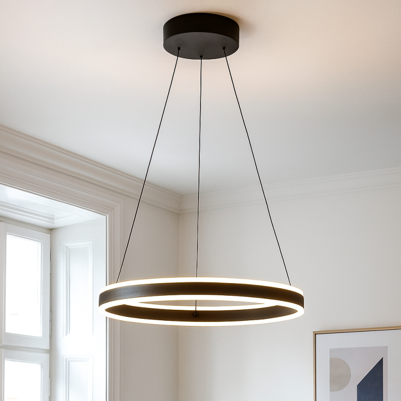 Lustră neagră design, Lava, 46W, LED 3000K