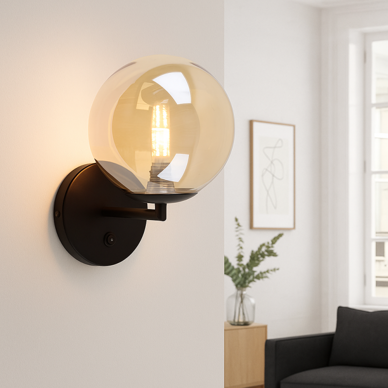 Aplică de perete chihlimbar design, Remo, con întrerupător Aplică de perete chihlimbar design, Remo, con întrerupător