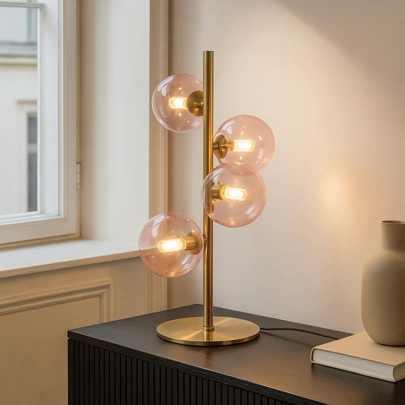 Lampă de masă alamă design, Remo, con întrerupător