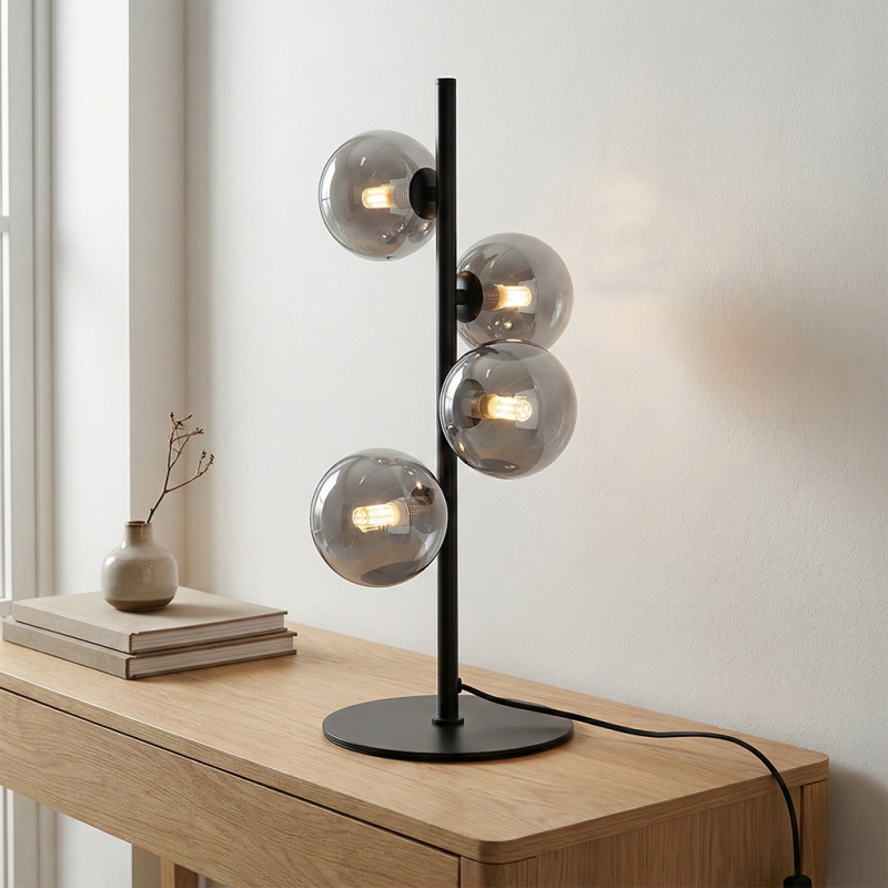 Lampă de masă gri design, Remo, con întrerupător