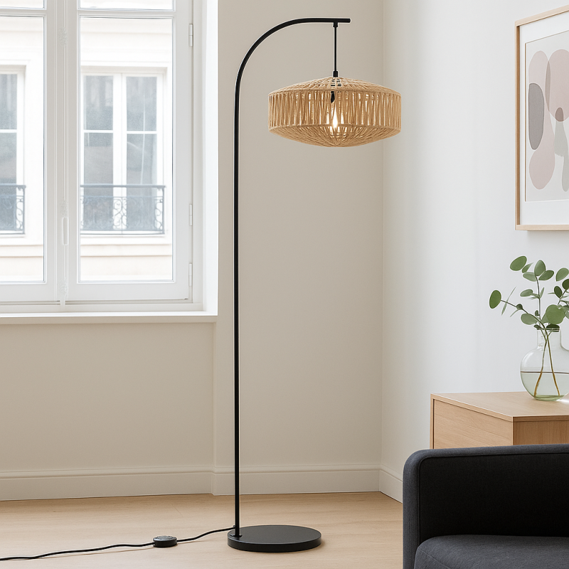 Lampadar maro japandi, Selena, con întrerupător Lampadar maro japandi, Selena, con întrerupător
