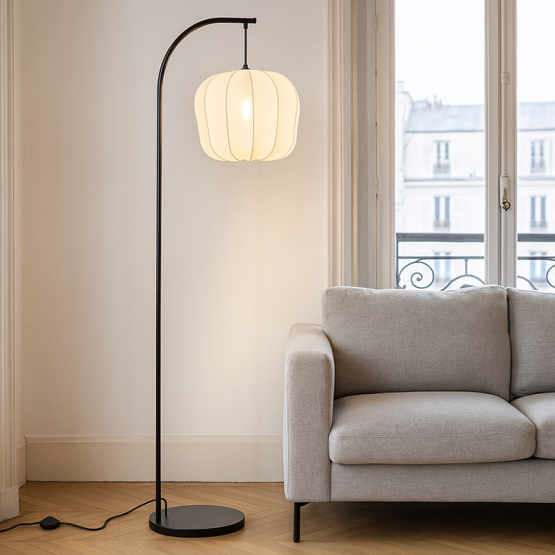 Lampadar crem modern, Deborah, con întrerupător