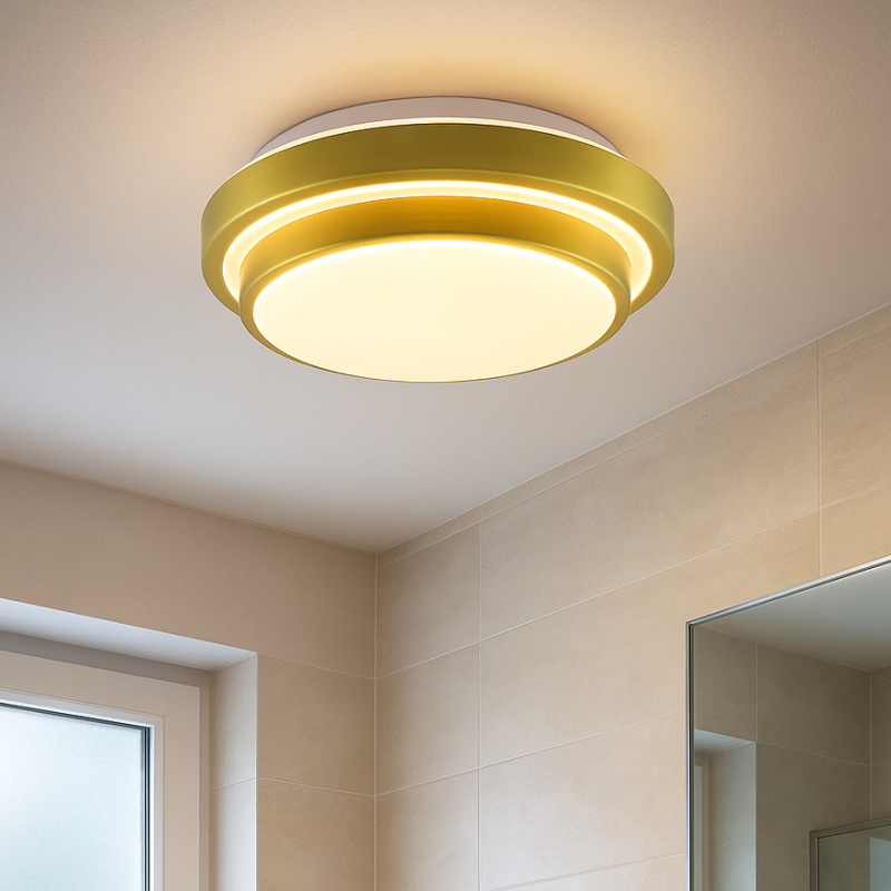 Plafonieră baie aurie modernă, Jaro, 12W, LED 3000K, IP44