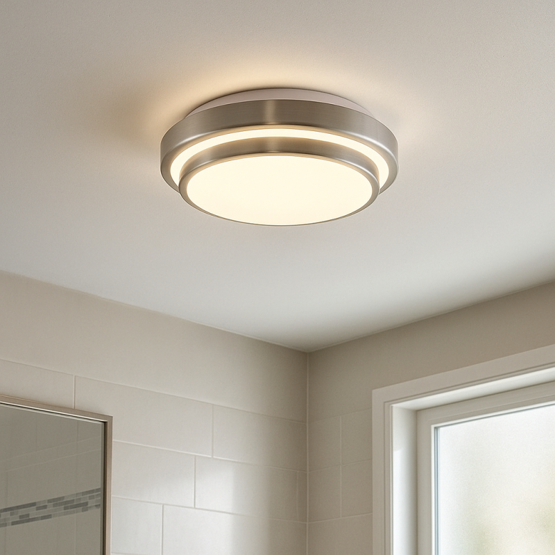 Plafonieră baie nichel modernă, Jaro, 12W, LED 3000K, IP44