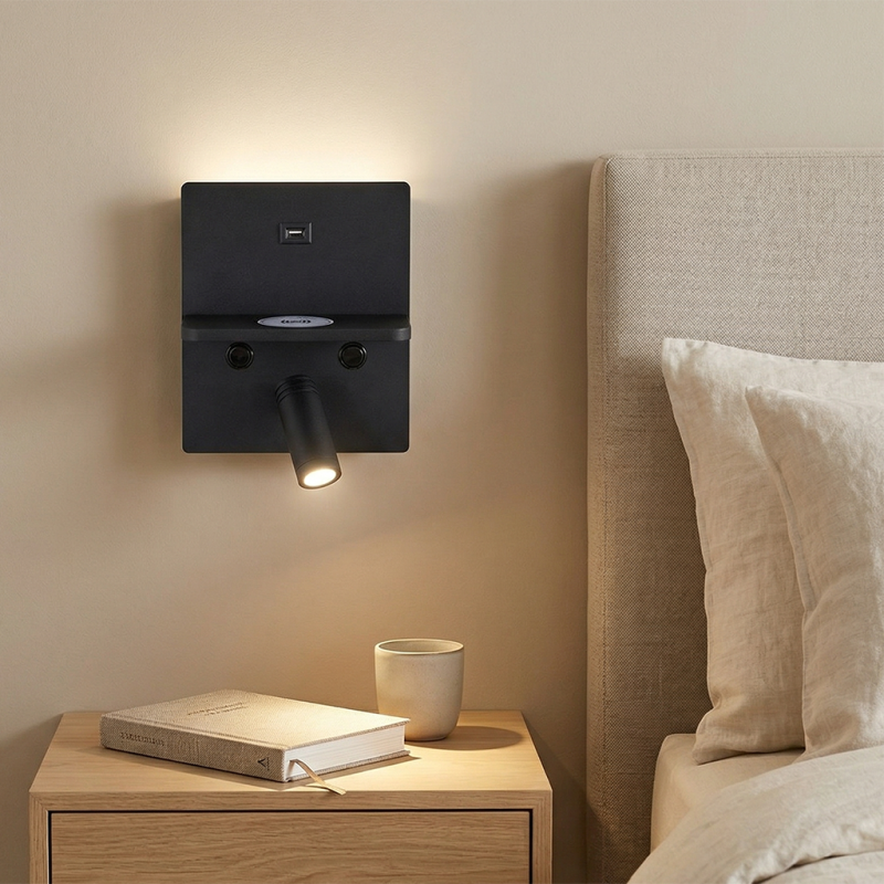 Aplică de perete neagră modernă, Isabella, 3W, LED 3000K, con întrerupător