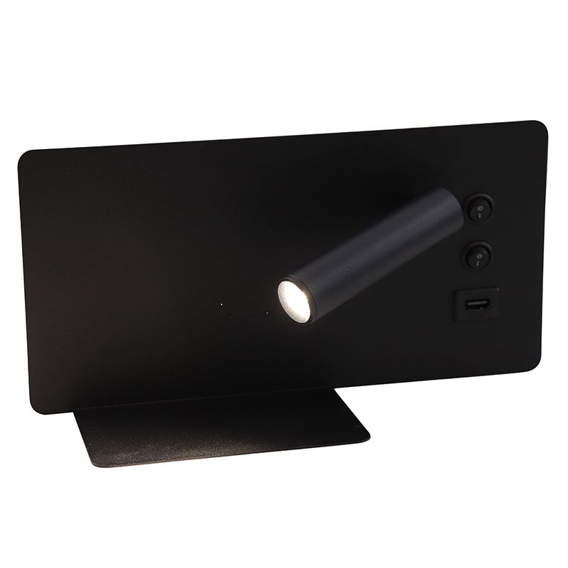 Aplică de perete neagră modernă, Stanley, 10W, LED 4000K, con întrerupător