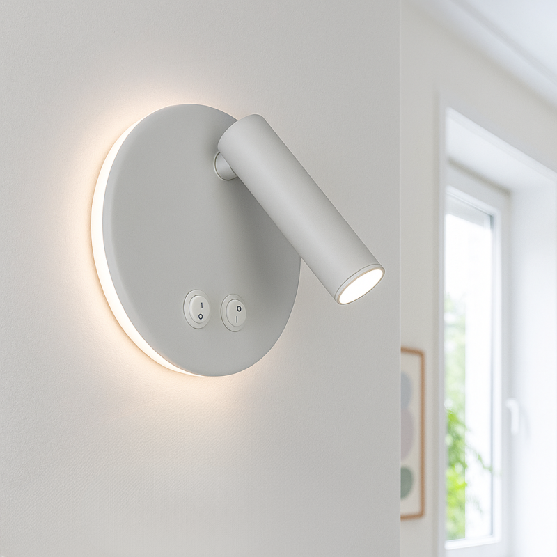 Aplică de perete albă modernă, Robbie, 10W, LED 4000K, con întrerupător Aplică de perete albă modernă, Robbie, 10W, LED 4000K, con întrerupător