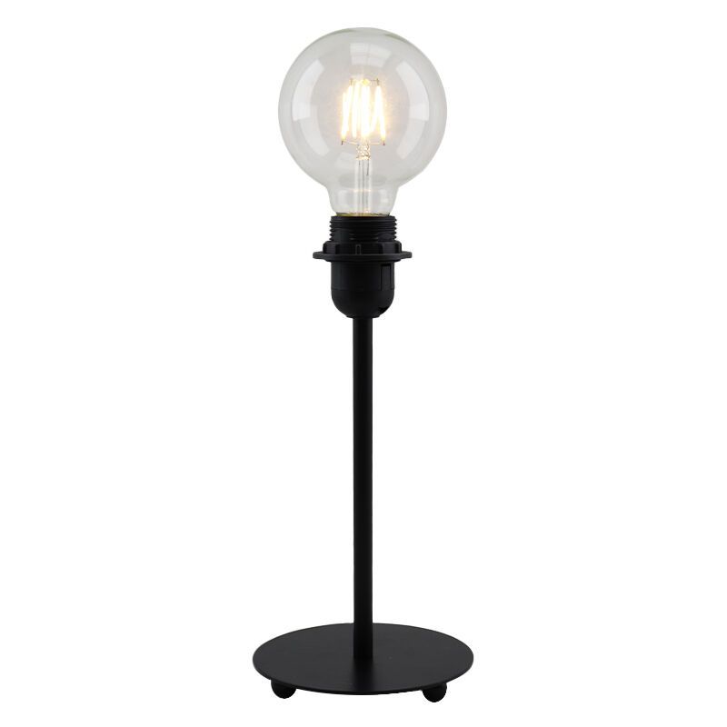 Lampă de masă fără abajur neagră din metal, Eileen, con întrerupător