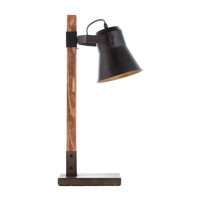 Lampă de masă neagră industrială, Audrey, con întrerupător