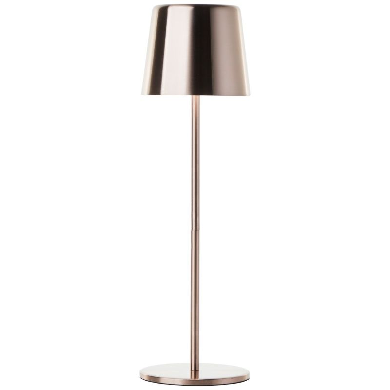 Lampă de masă exterior reîncărcabilă cupru modernă, Skander, 4W, LED reglabil de la alb cald la alb rece, IP44, cu întrerupător tactil Lampă de masă exterior reîncărcabilă cupru modernă, Skander, 4W, LED reglabil de la alb cald la alb rece, IP44, cu întrerupător tactil