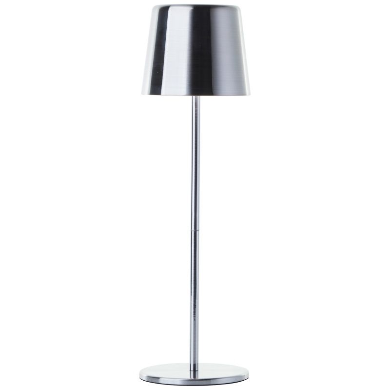 Lampă de masă exterior reîncărcabilă nichel modernă, Skander, 4W, LED reglabil de la alb cald la alb rece, IP44, cu întrerupător tactil