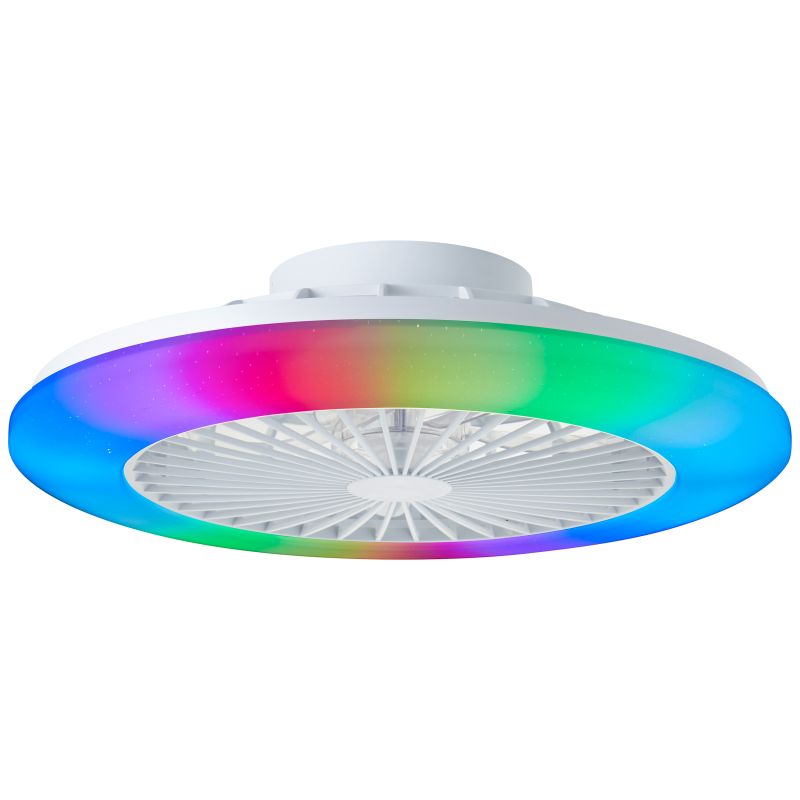 Ventilator de tavan modern, alb, Sofieke, 40W, LED RGBW, cu telecomandă