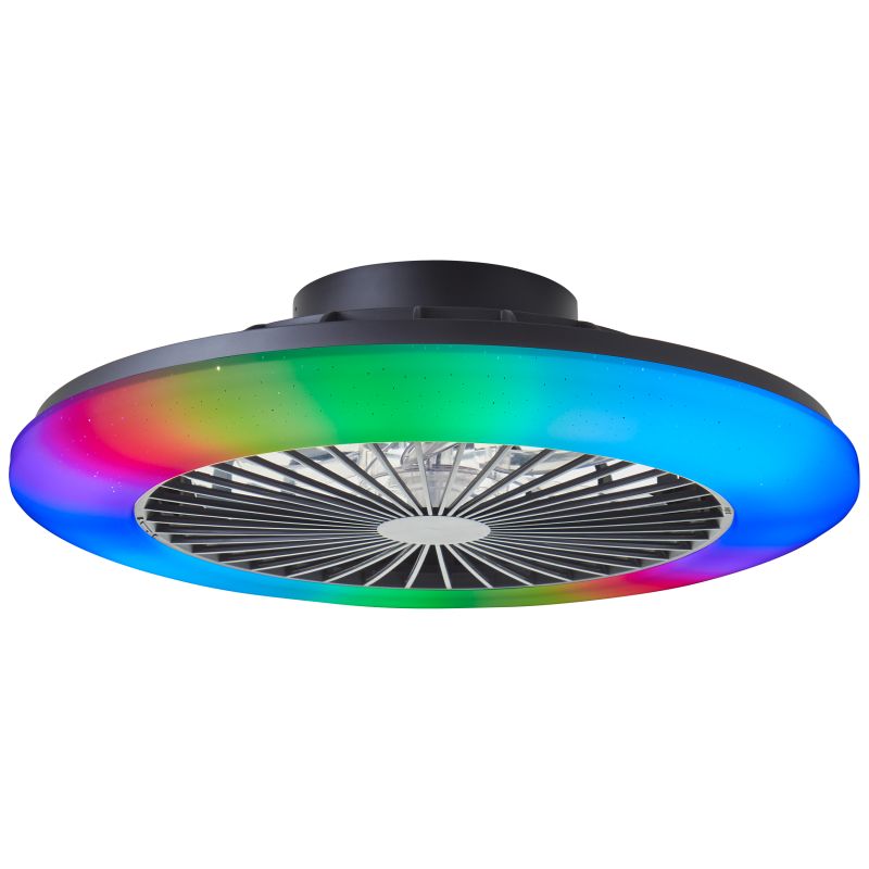 Ventilator de tavan modern, Sofieke, negru, 40W, LED RGBW, cu telecomandă