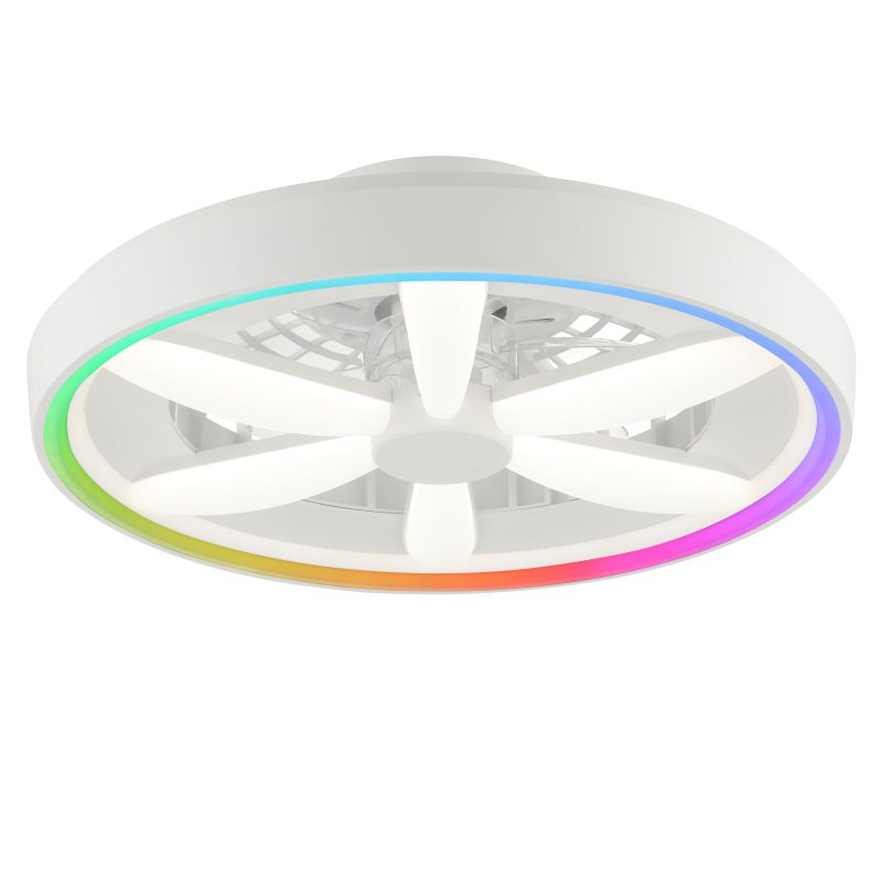 Ventilator de tavan alb din plastic, Roos, 48W, LED RGBW, con telecomando