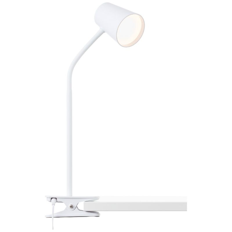 Lampă cu clemă albă din plastic, Musab, 7W, LED 3000K, dimmabil în 3 trepte