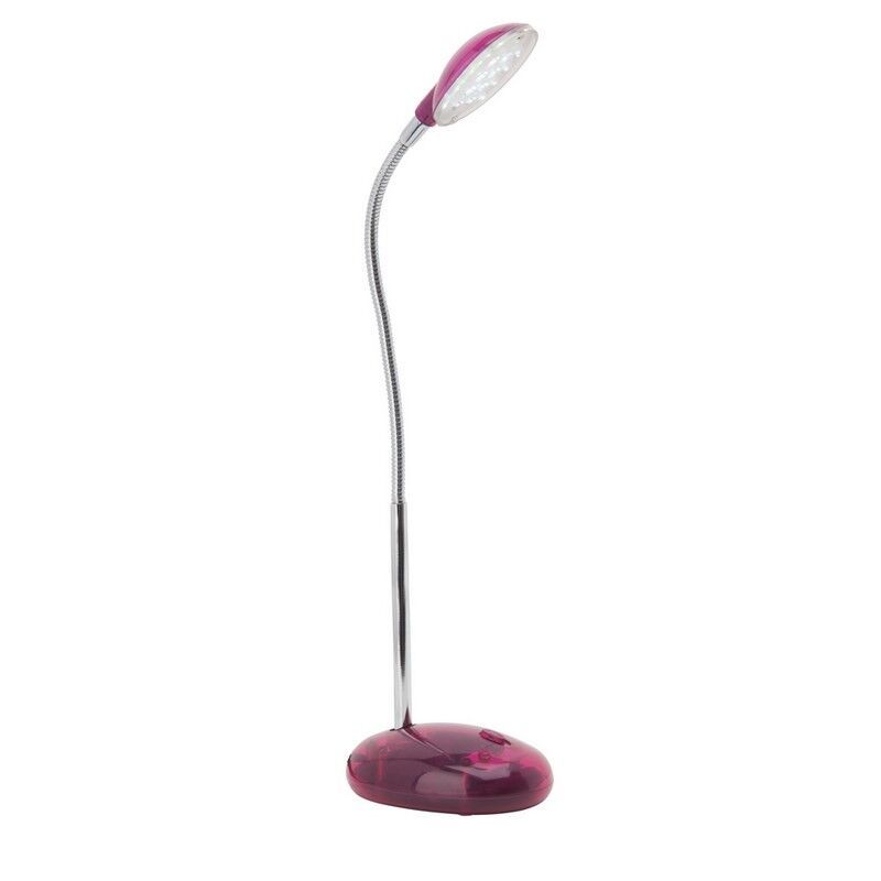 Lampă de birou roz din plastic, Marenthe, 2W, LED 6000K, con întrerupător