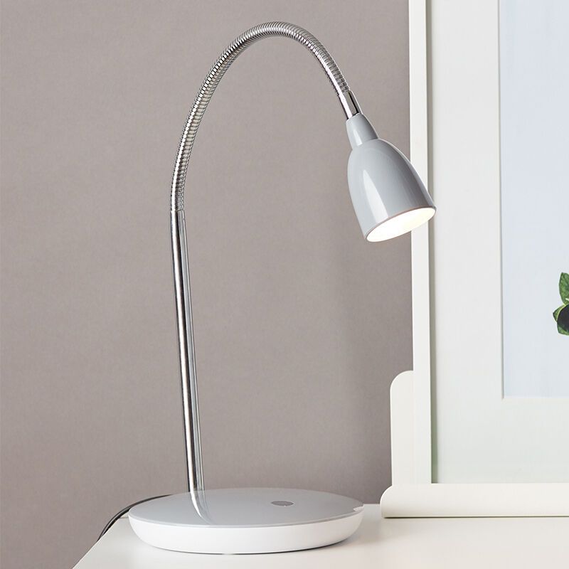 Lampă de birou gri din plastic, Kit, 3W, LED 3000K, con întrerupător