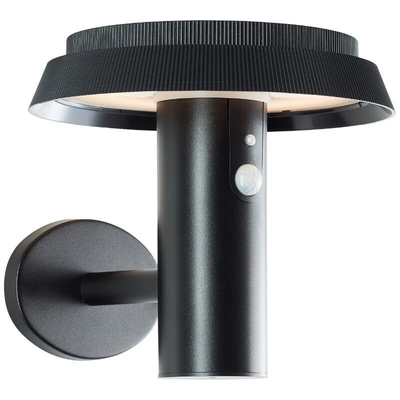 Aplică solară exterior neagră din metal, Ridvan, 4W, LED 3000K, IP44