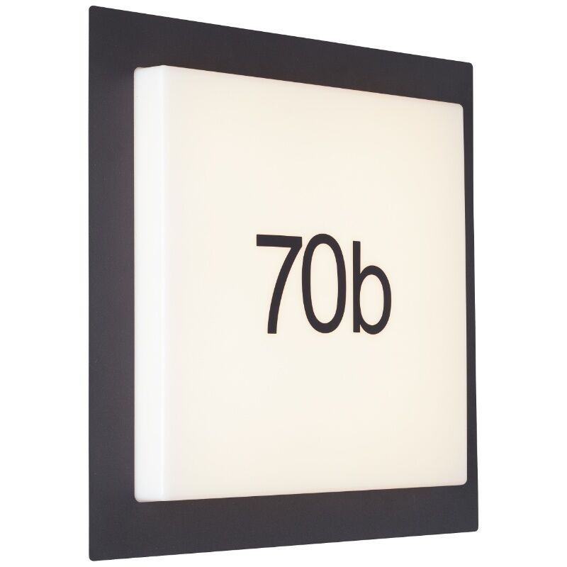 Număr de casă iluminat negru din aluminiu, Nurcan, 15W, LED 3000K, IP44
