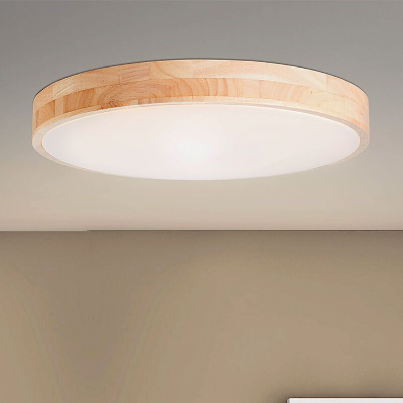 Lampă de tavan lemn modernă, Asude, 60W, LED reglabil de la alb cald la alb rece, con telecomando