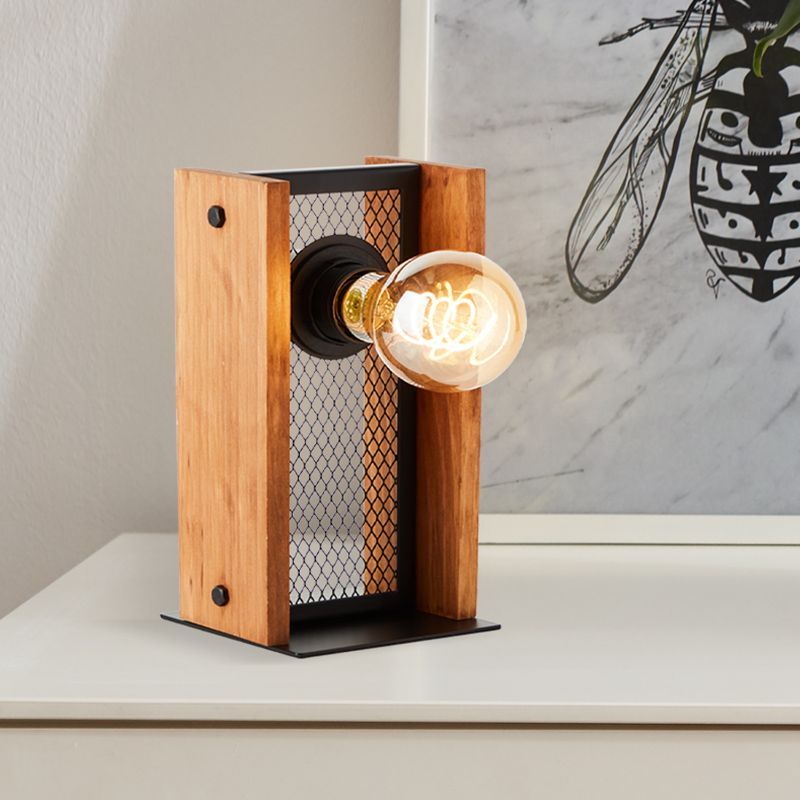 Lampă de masă maro rustică, Rasha, con întrerupător