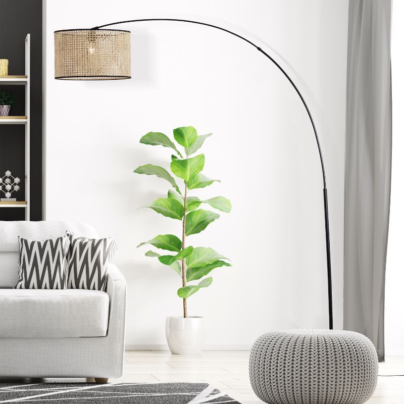 Lampadar bej rustic, Emmelie, con întrerupător