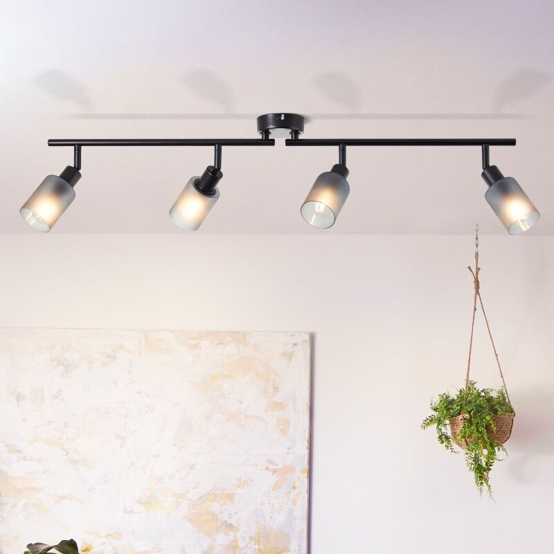 Spot LED de tavan negru din sticlă, Fanny