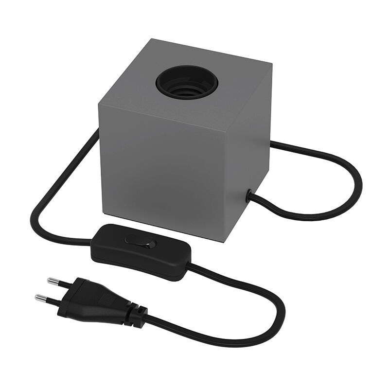 Lampă de masă fără abajur gri modernă, Loana, con întrerupător