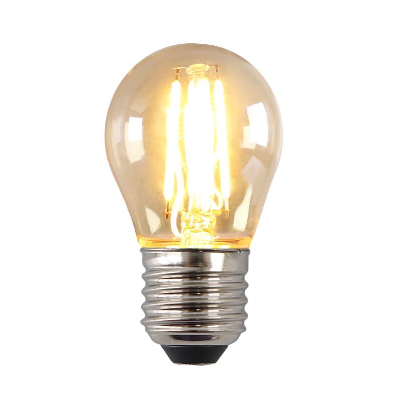 Lampă LED E27 Olucia cu intensitate reglabilă, P45, 4W, sticlă chihlimbar, 2200K