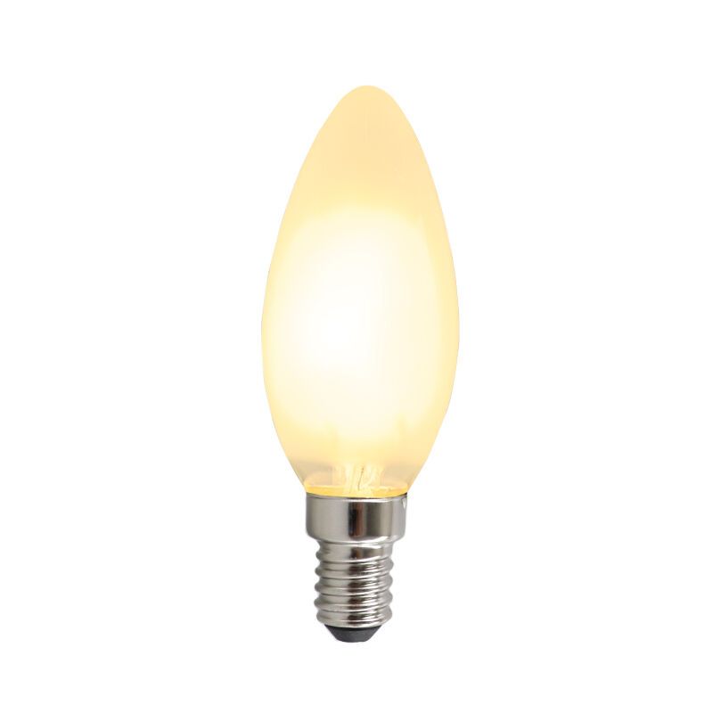 Lumânare LED E14 Olucia reglabilă, 3W, sticlă albă, 2700k