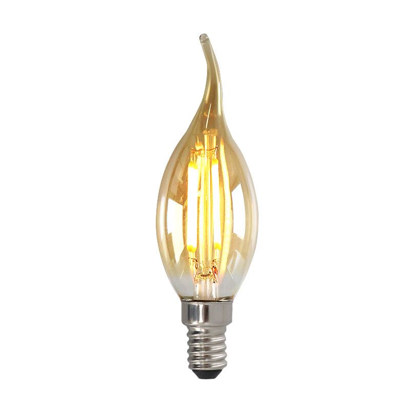 Lumânare LED E14 Olucia cu vârf reglabil, 3W, sticlă chihlimbar, 2200k