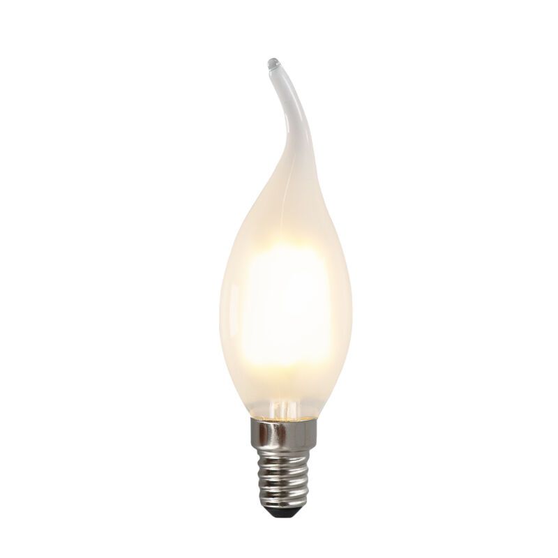 Lumânare LED cu vârf E14 Olucia, reglabilă, 3W, sticlă albă, 2700k