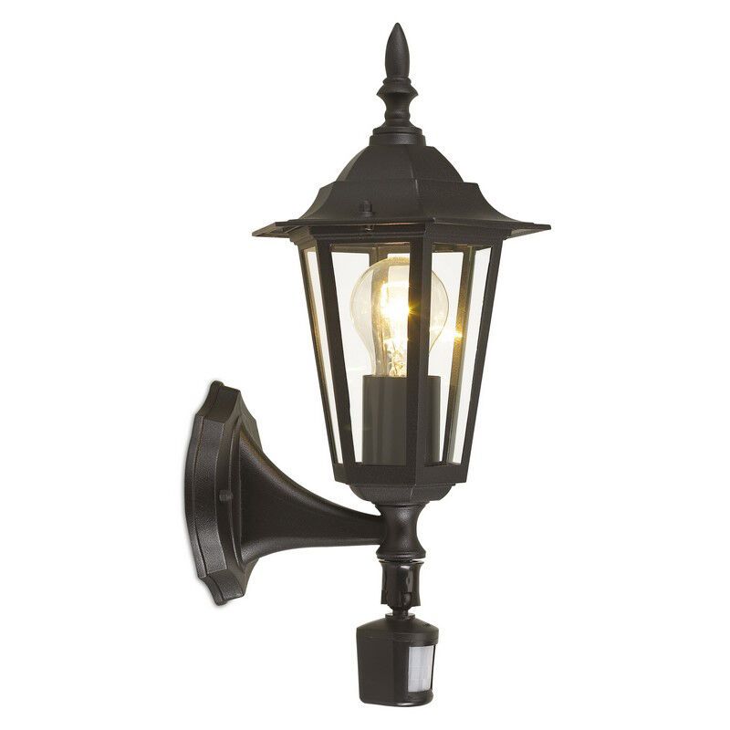 Aplică exterior cu senzor de mișcare neagră din aluminiu, Alieke, IP44