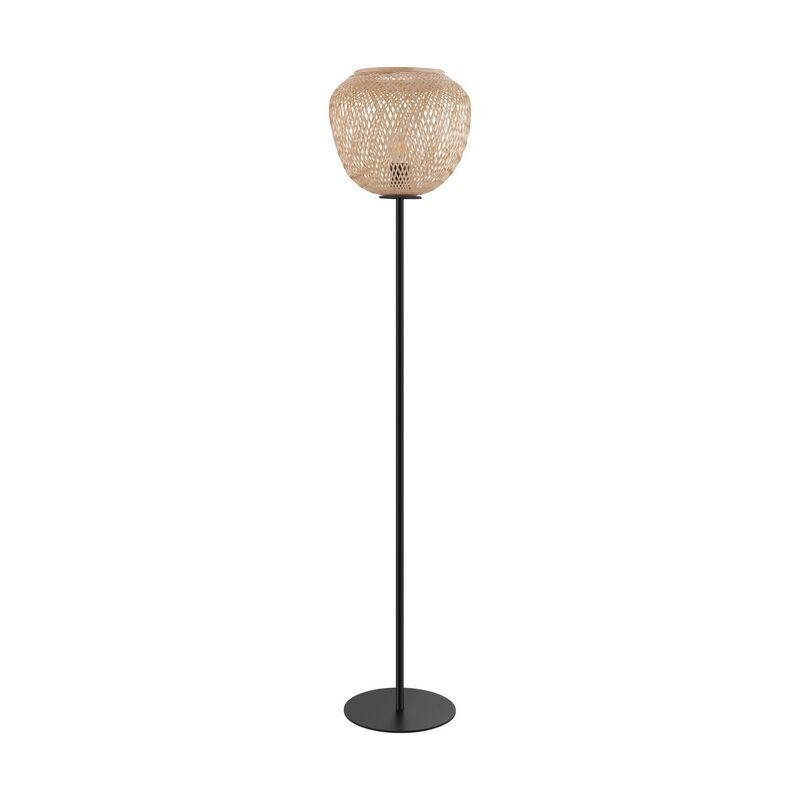 Lampadar negru din lemn, Nicole, con întrerupător