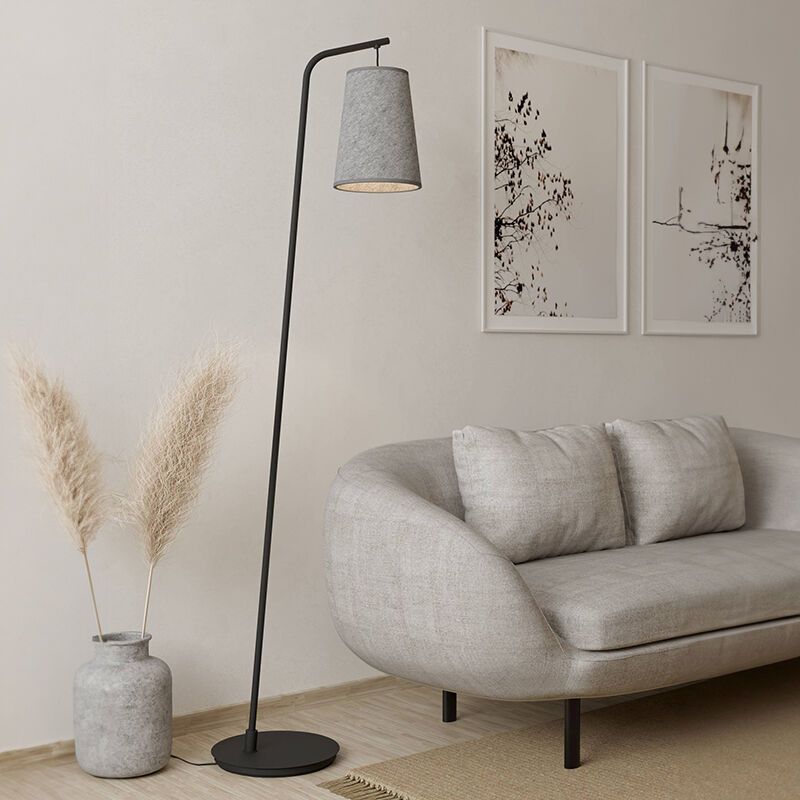 Lampadar gri din textil, Allan, con întrerupător