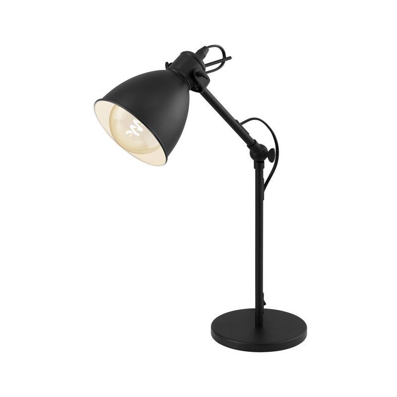 Lampă de masă neagră din metal, Lavinio, con întrerupător