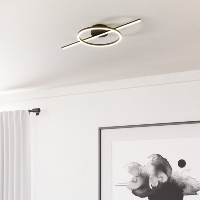 Plafonieră neagră din plastic, Xam, 19,5W, LED white switch
