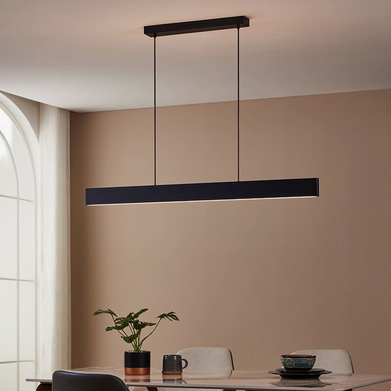 Lustră smart neagră din aluminiu, Andrew, 19W, LED RGBW